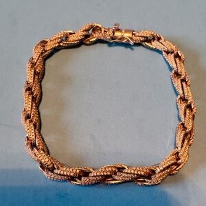 Moissanite Sterling Silver Men's Bracelet 8.5"